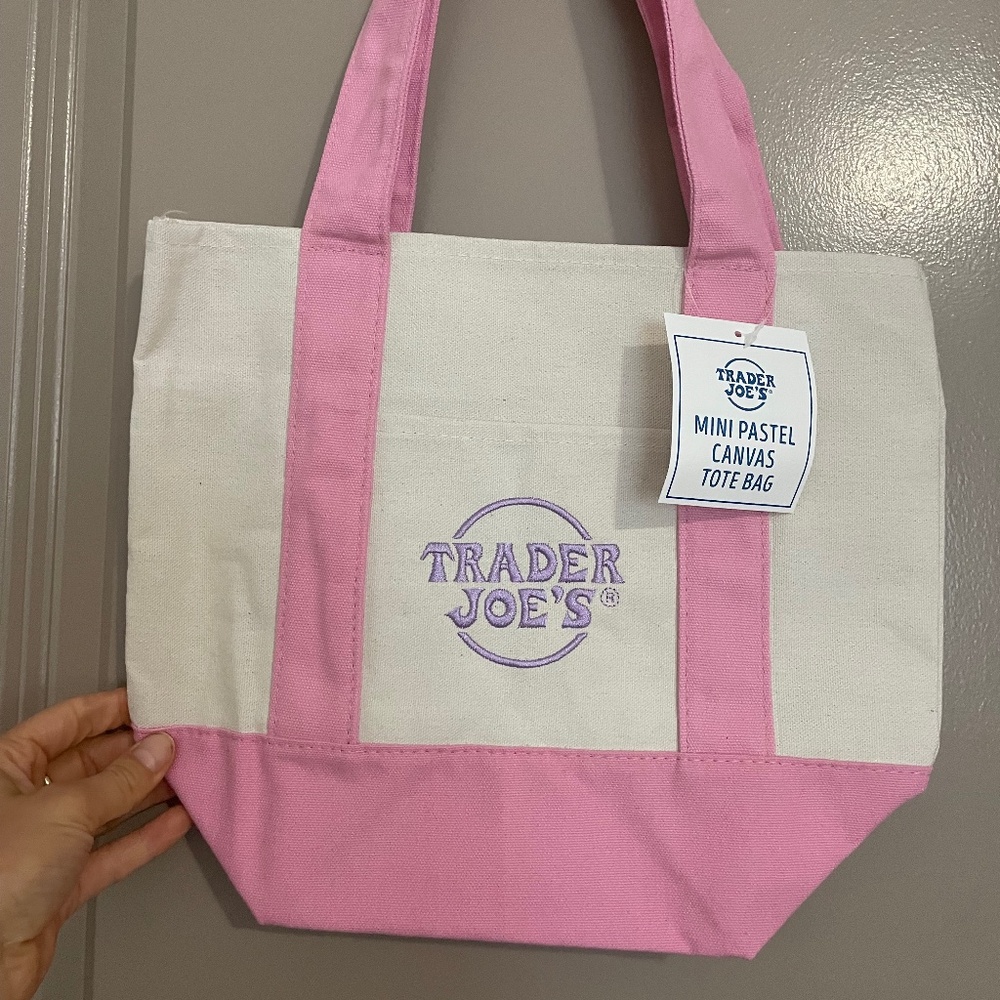 Trader Joes mini tote bag - Pastel Pink